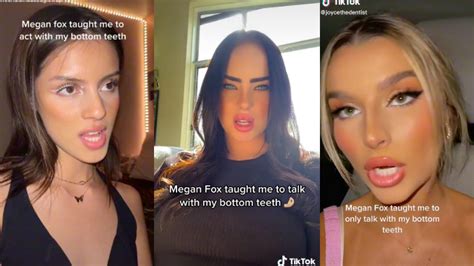 Megan fox talking with bottom teeth - Megan Fox took to Instagram on Friday to show off her toned abs her nearly 20 million followers. The actress, 35, strutted her stuff in a long sleeve crop top and matching blue miniskirt.